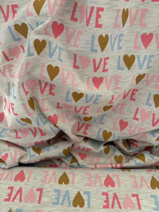 Jersey, Glitzer Love, creme meliert