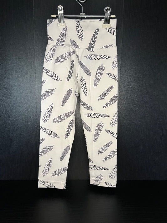 Leggins Gr. 86/92 Federn, weiß
