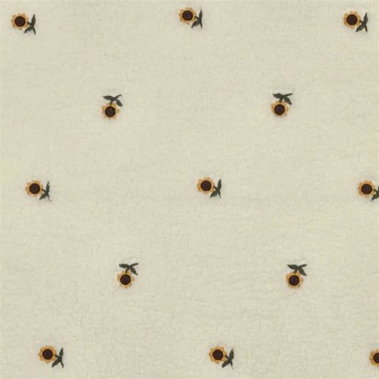 Teddystoff Bestickt, Sonnenblume, cremeweiß