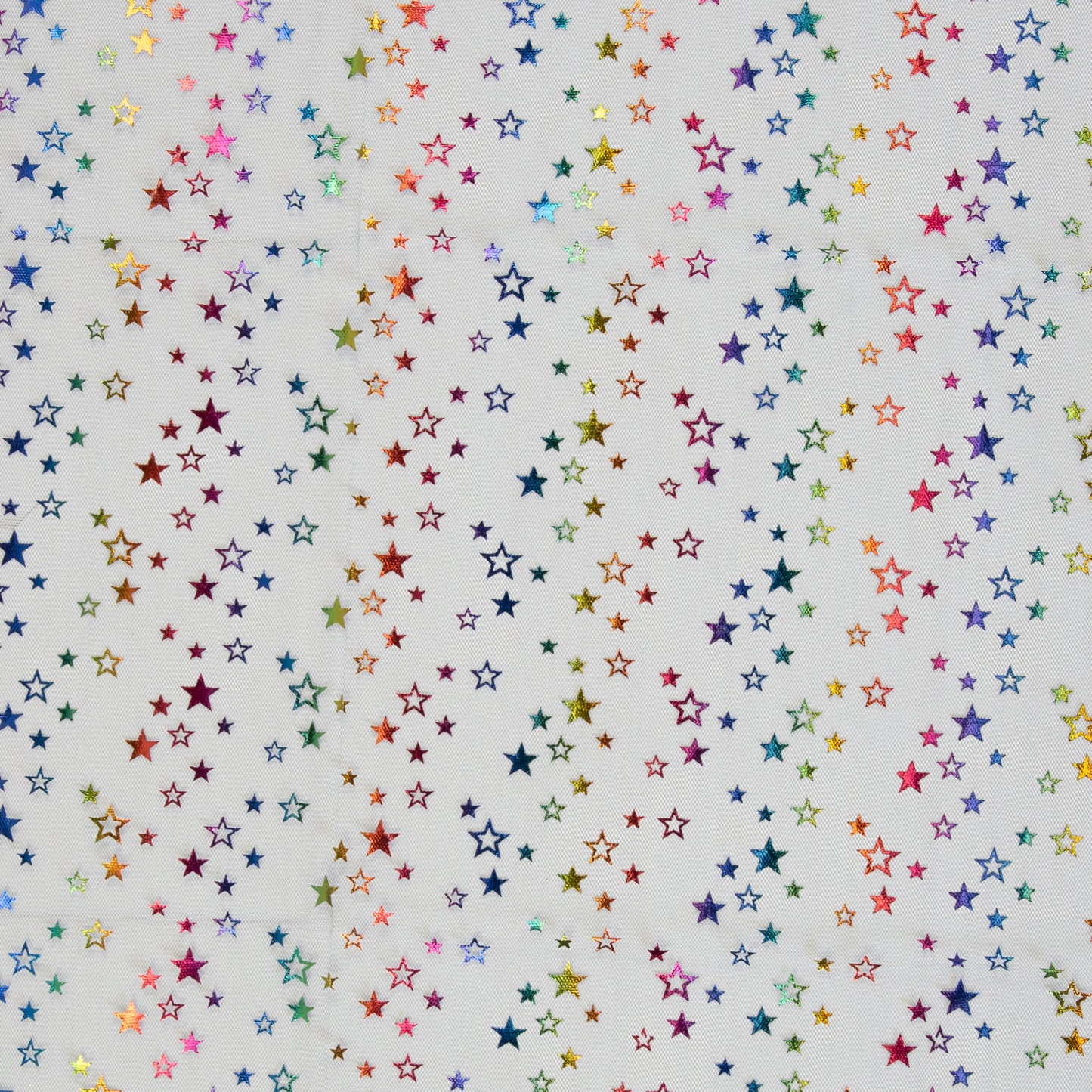 Tüll, Sterne, bunt/dunkelblau