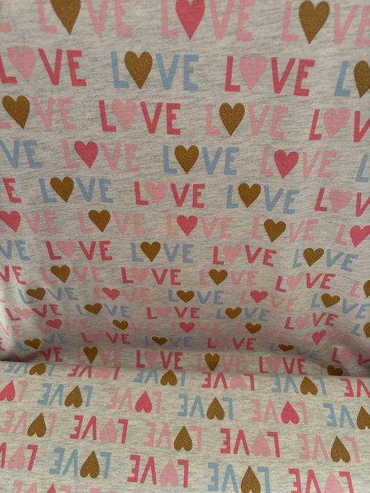 Jersey, Glitzer Love, creme meliert