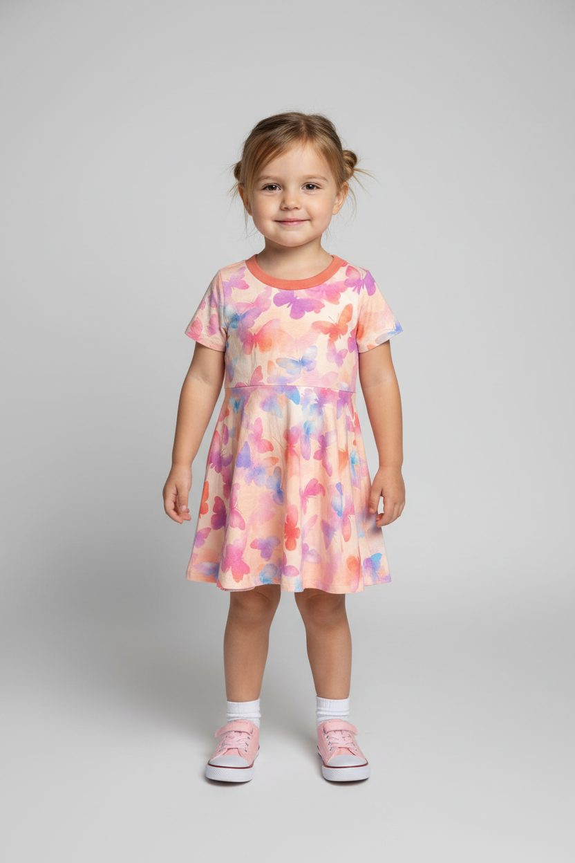 Drehkleid mit Schmetterling, apricot