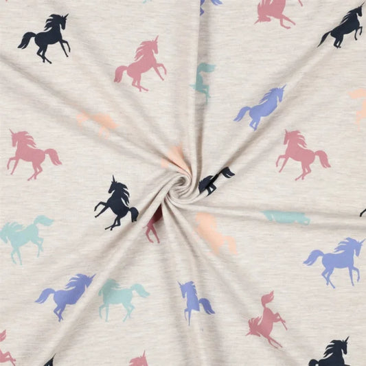 Jersey, Einhorn, creme meliert