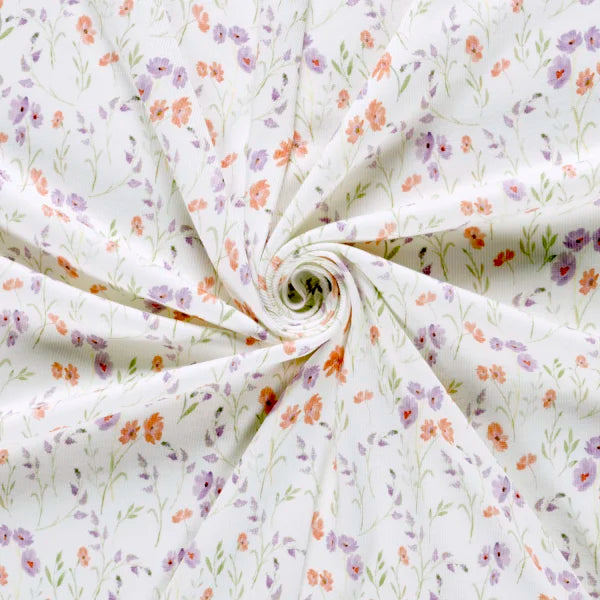 Rippenjersey, Sommerblume, creme